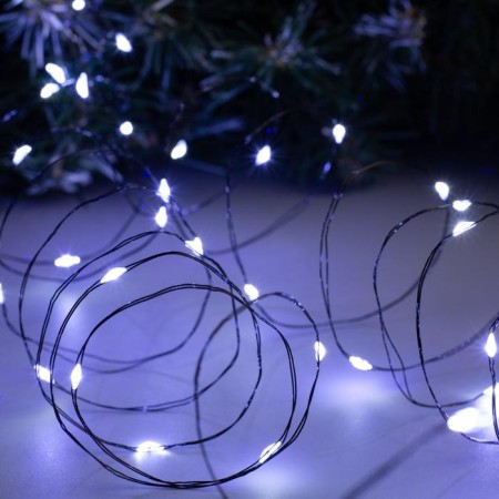 Garland "thread" 10 m Rosa, IP20, black thread, 100 LED, white glow, 12 V-2