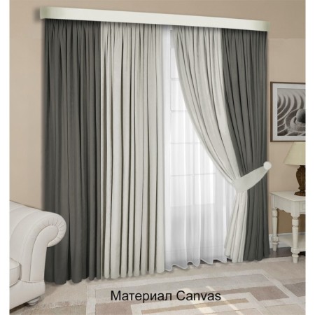 Set of curtains "Canvas", size 200x270 cm, 2 pcs, gray color, asphalt-4