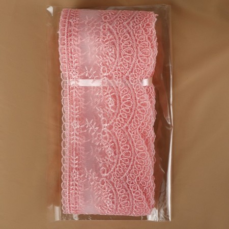 Lace on a grid, 95 mm × 11 ± 1 m, pale pink color-2