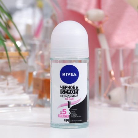 Antiperspirant Nivea Clear “Black and White”, ball, invisible, 50 ml
