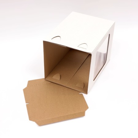 Box for cake 2 windows, without handles, 22 x 22 x 30 cm-2