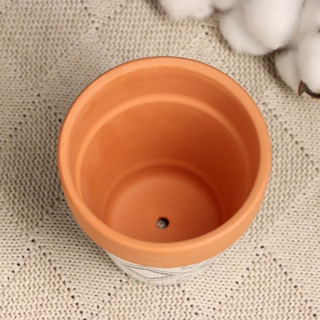 Pot "Trapezius" Terracott with a pattern, 10x9cm, mix-2