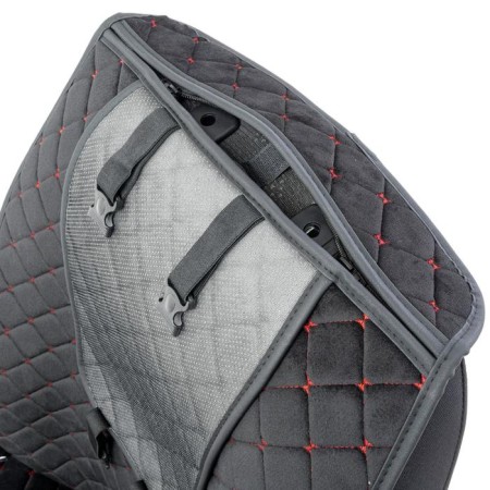 Caps on the front seats Car Performance, 2 pcs, alcantara, rhombus, black-red-2