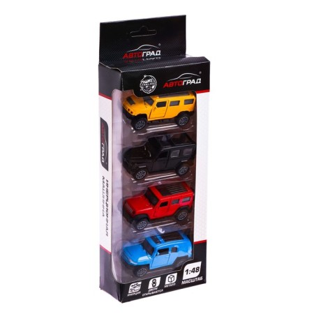 Set of metal machines "Classic", 4 pieces, 1:48, inertia, doors open-5
