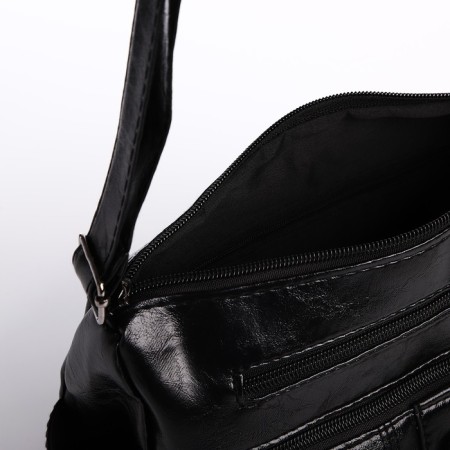 Female bag on one shoulder, on a zipper, black color-4
