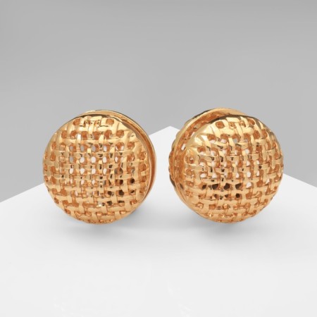 Earrings Metal "Accord" Weaving, Sphere, Color Gold