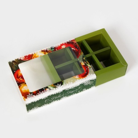 New Year. Box for 6 sweets "Christmas toys", 13.7 x 9.8 x 3.8 cm, confectionery packaging-4