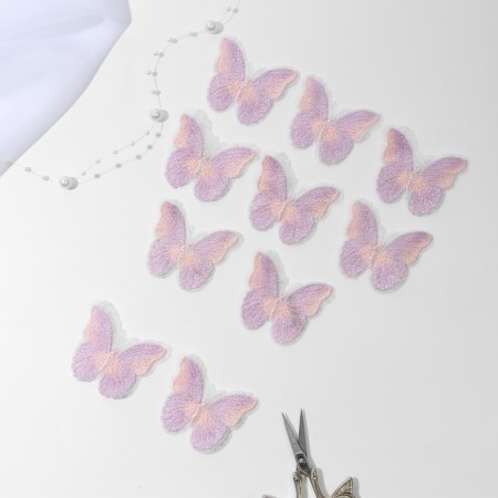 Knitted elements "Two -color butterflies", 5 × 4 cm, 10 pcs, lilac/pink color-1