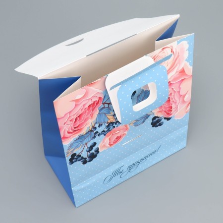 Gift package with a mold valve, packaging, "flowers", 23 x 27 x 11.5 cm-6