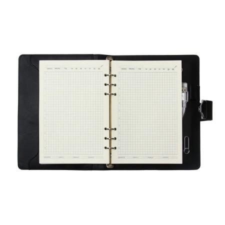 Organizer on the rings, PVC, A5.140 liters, a cage, with a pen, doned a box, finger scanner, charging, black-8