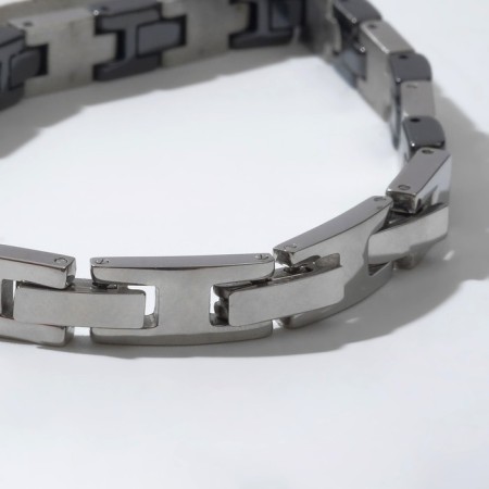 Bracelet Ceramics "Rhythm", black color in silver, 20.5 cm-1
