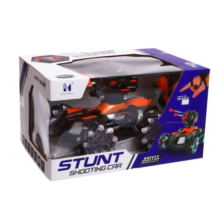 Radio controlled tank Stunt, 4WD all-wheel drive, shoots rockets, black-orange color-6