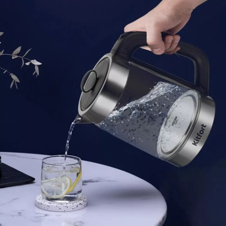 Tea kit KitFort KT-6639, glass, 1.8/1.2 l, 1500 watts, black-silver-2