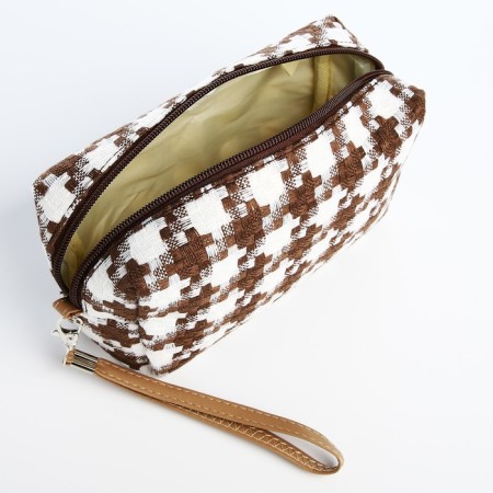 Lightning cosmetic bag, white/brown color-2
