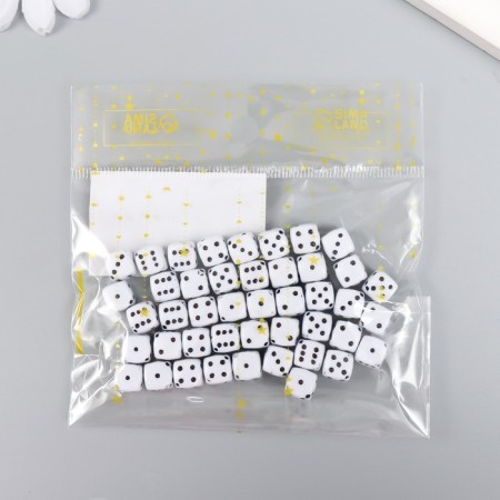 Beads for creativity Plastic "White Playing Cube" Black Points set 20g 0.8x0.8x0.8 cm 78118-2
