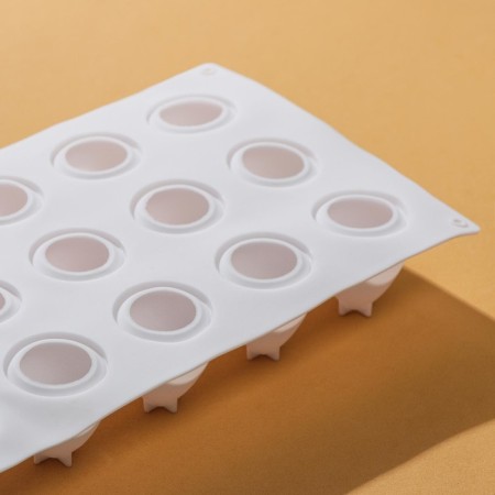 Form for mousse desserts and baking konfinetta "strawberries", silicone, 29 × 17 × 4 cm, 15 cells, white color-2