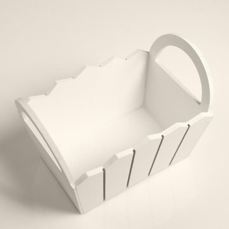 Wooden Kashpo 25 × 16 × 17 cm "Maria", side pens, MDF, white-3
