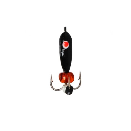 Mormyshka Chertic black, red eye + beads, weight 0.9 g-1