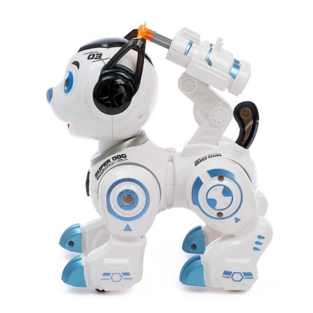 Robot dog "Rocky" IQ Bot, interactive: sound, light, shooting, batteries, blue-1