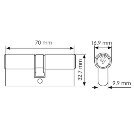 Cylinder key 70c Bl, 70 mm, black-1