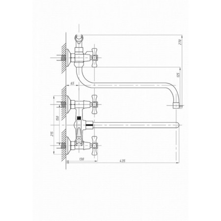 FAUZT FZS-435-07 bathtub mixer, two-wound, long spout, shower set, chrome-3