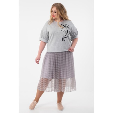 Female skirt, size 56, gray color-2