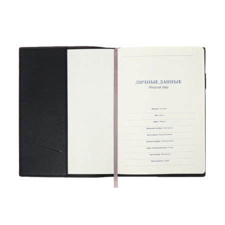 Organizer, A5, 128 sheets, a cage, a cover of leatherette, with a side bookmark, "Business", Black-4