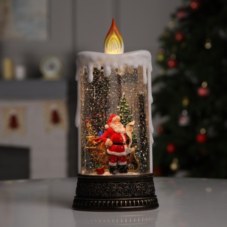 LED figure "Candle with Santa Claus" 13.8 × 30 × 8.4 cm, plastic, AAX3 batteries (not in the kit), USB, glow warm white