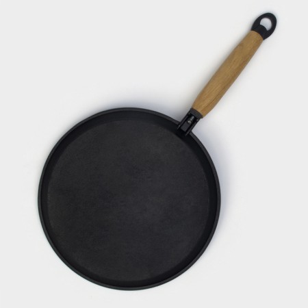 Pan pancake cast iron magma, d = 22 cm, h = 1.5 cm, wooden handle-2