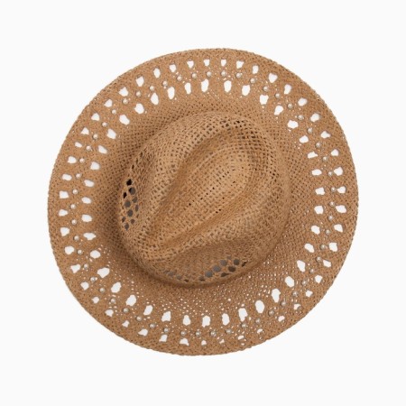 Women's hat with Minaku decor brown color, rr 56-58-3