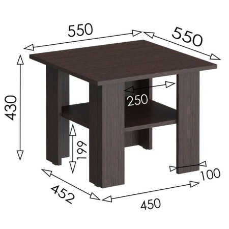 Journal table "Ufimka", 550 × 550 × 434 mm, color Venge-3