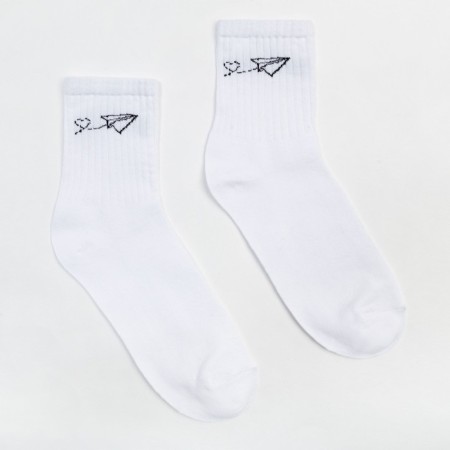 Women's socks minku "Airplane", white color, size 38-39 (25 cm)