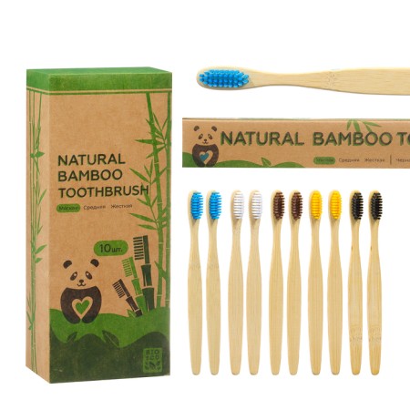 Bamboo toothbrush soft, 10 pieces, mix of flowers