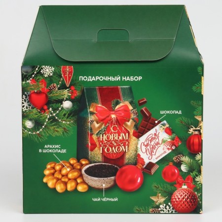 New Year's gift “Happy New Year”: black tea, chocolate, peanuts in the glaze-8