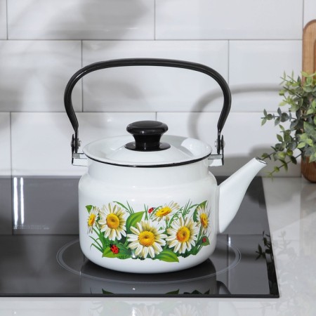 Cylindrical kettle, 2 l, induction, neckline, white color-4