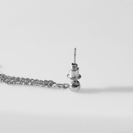 Earr "Kaff" Two Crosses with a circle, black color in silver-2