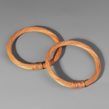 Handles for the bag are wooden, woven, d = 10.2 / 12.5 cm, 2 pcs, the color is light brown-1