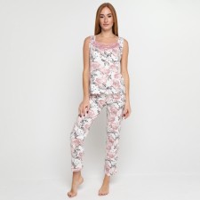 Female homemade set (T -shirt/pants), milk color, size 44