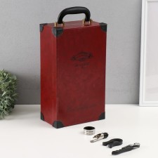 Casket wood, leatherette for a bottle 