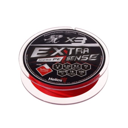 Helios Extrasense X3 PE, diameter 0.2 mm, test 8.2 kg, 92 m, red