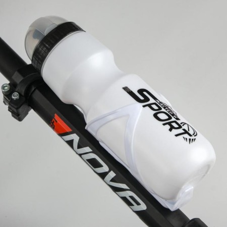 Bicycle bottle, 750 ml, "Master K.", with fastening, white-1