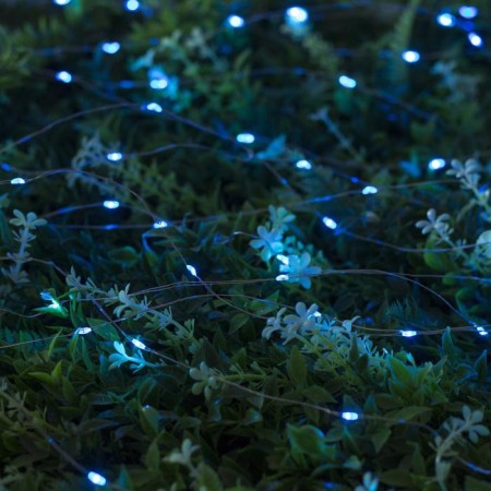 Garland "thread" 10 m dew, silver thread, 100 led, blue glow, 2 modes, solar battery-1