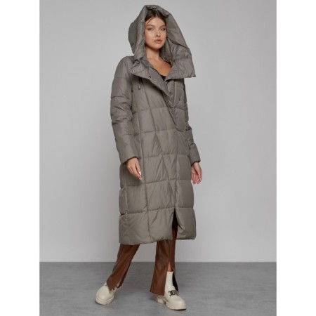 Coat insulated winter female, size 42, brown color-5
