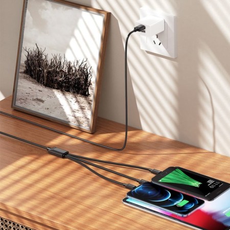 Cable Hoco X74, 3 V 1 Lightning/Micro/Type -C - USB, 2 A, 1 m, PVC, Black-3