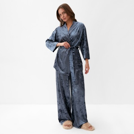 Women's costume (jacket and trousers) KAFTAN "velvet", 44-46, Gray,