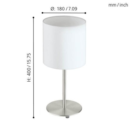 Passteri 1x60W table lamp E27, Nickel, white 18x18x40 cm-2