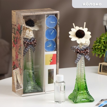 Set of gift "Paris" (diffuser and candles) apple, "wealth of aroma"-6