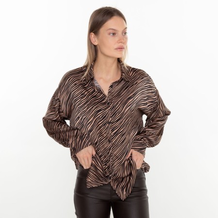 Female blouse, coffee color, zebra print, rr 44-2