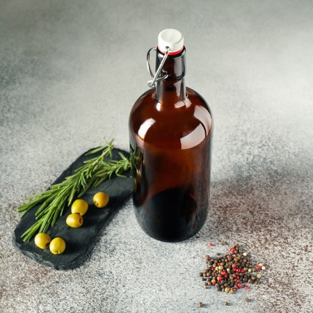 Bugwell bottle, 1 l, with a cork, brown color-7