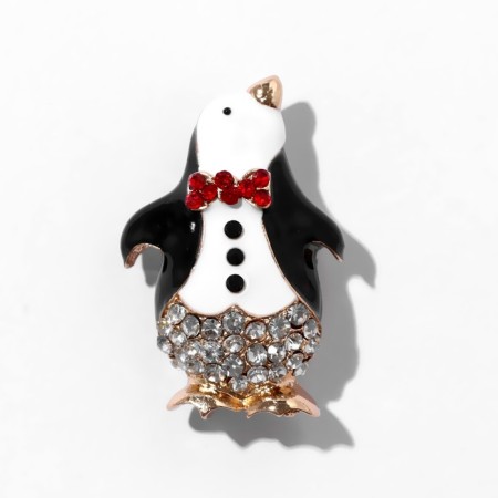 New Year's Brooch "Mr. Penguin", colored in gold